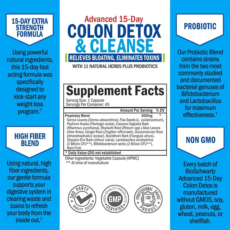 Natural OEM/ODM Colon Cleanser Detox for 15 Day  Extra-Strength Cleanse with Probiotic & Natural Laxative