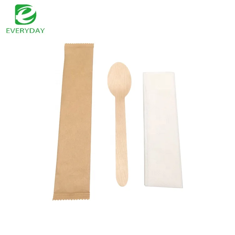 Custom Dinner Set 100% Biodegradable Utensils Custom Logo Wood Biodegradable Spoon In Dalian