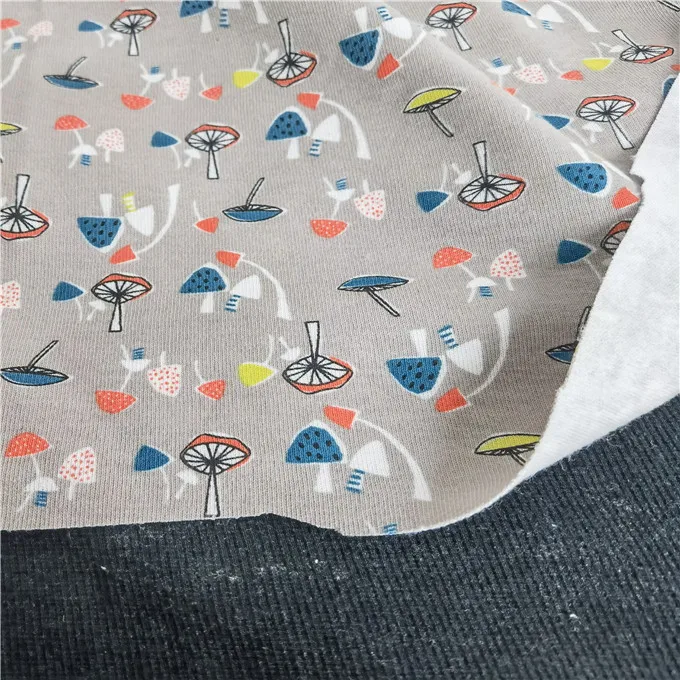 190gsm Custom Print Cotton Knitting 100%Organic Cotton Printed Fabric Printed Organic Interlock Cotton Fabric
