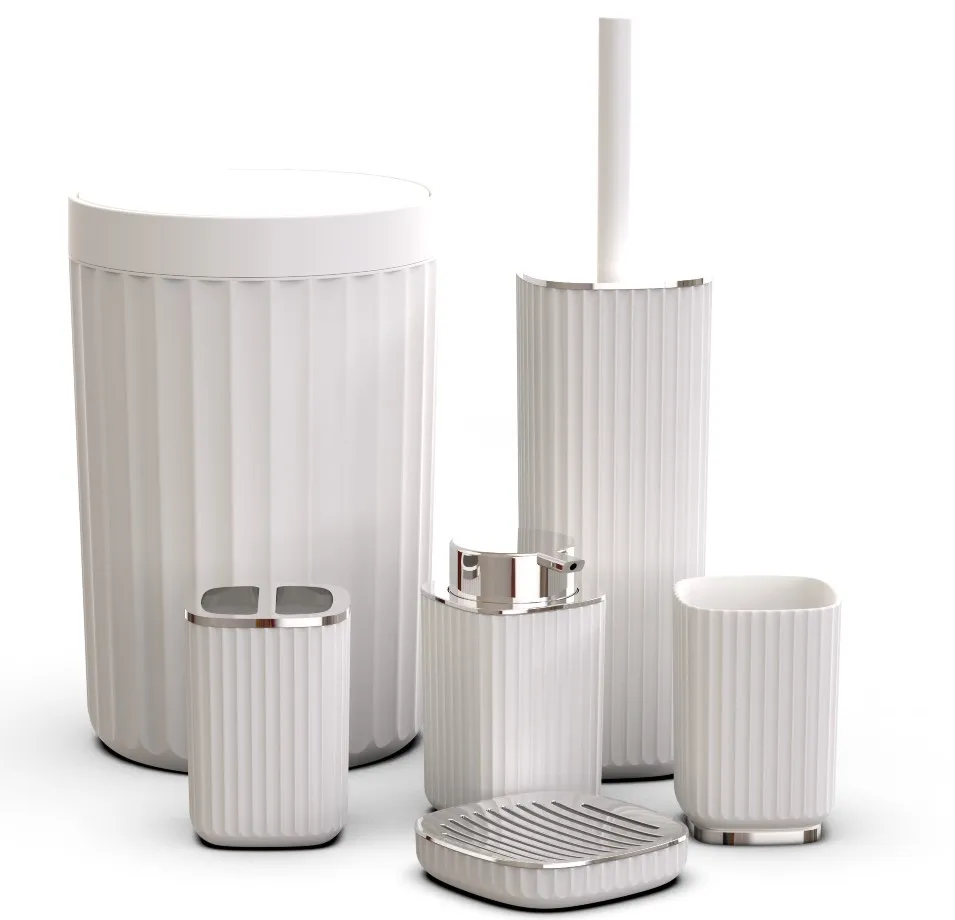 Household decor high quality 6 piece accessories bathroom set luxury Plastic Bathroom cleaning