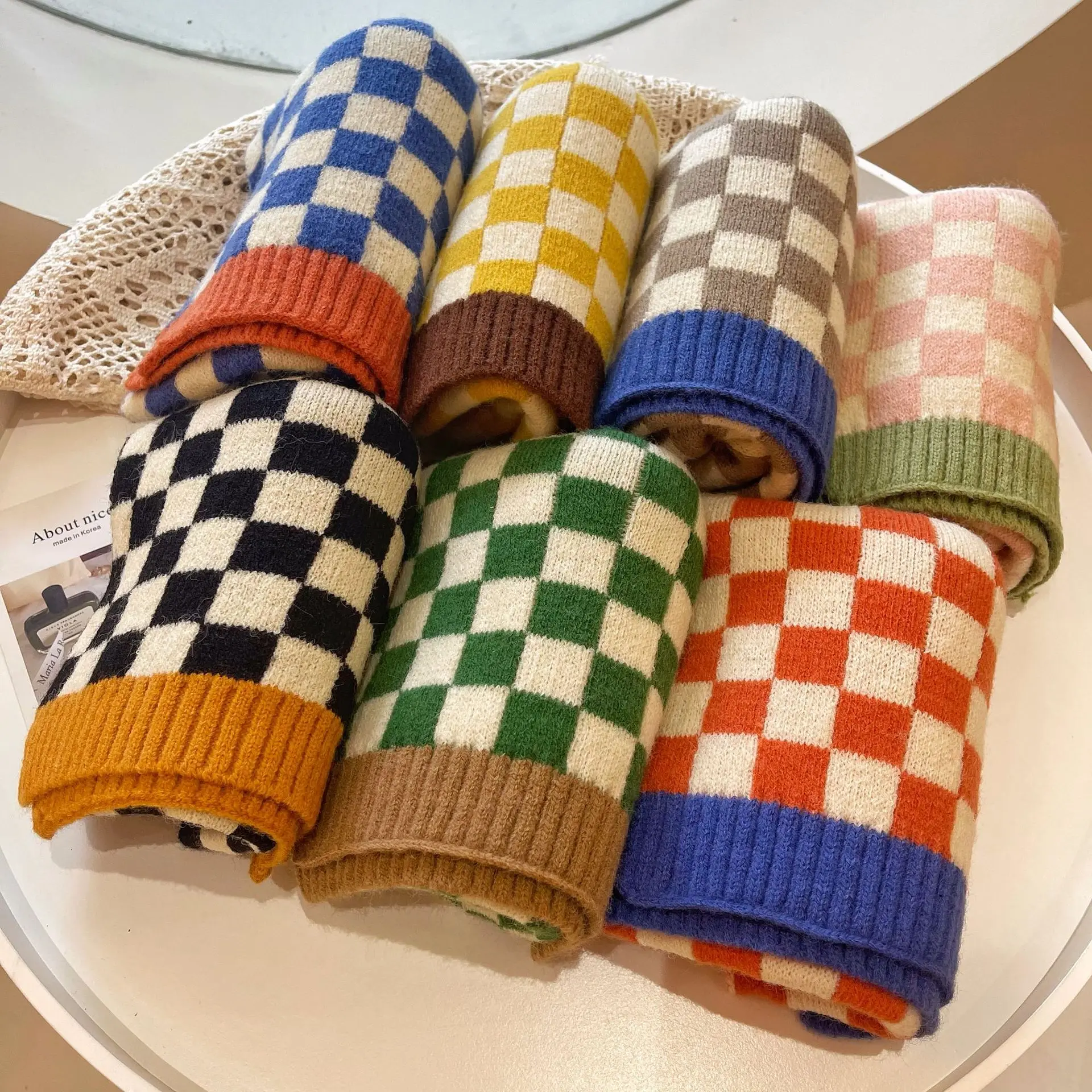 Genya От 0 до 10 лет 2021 Новый двухцветный клетчатый шарф теплый мягкий модный клетчатый шарф подарки