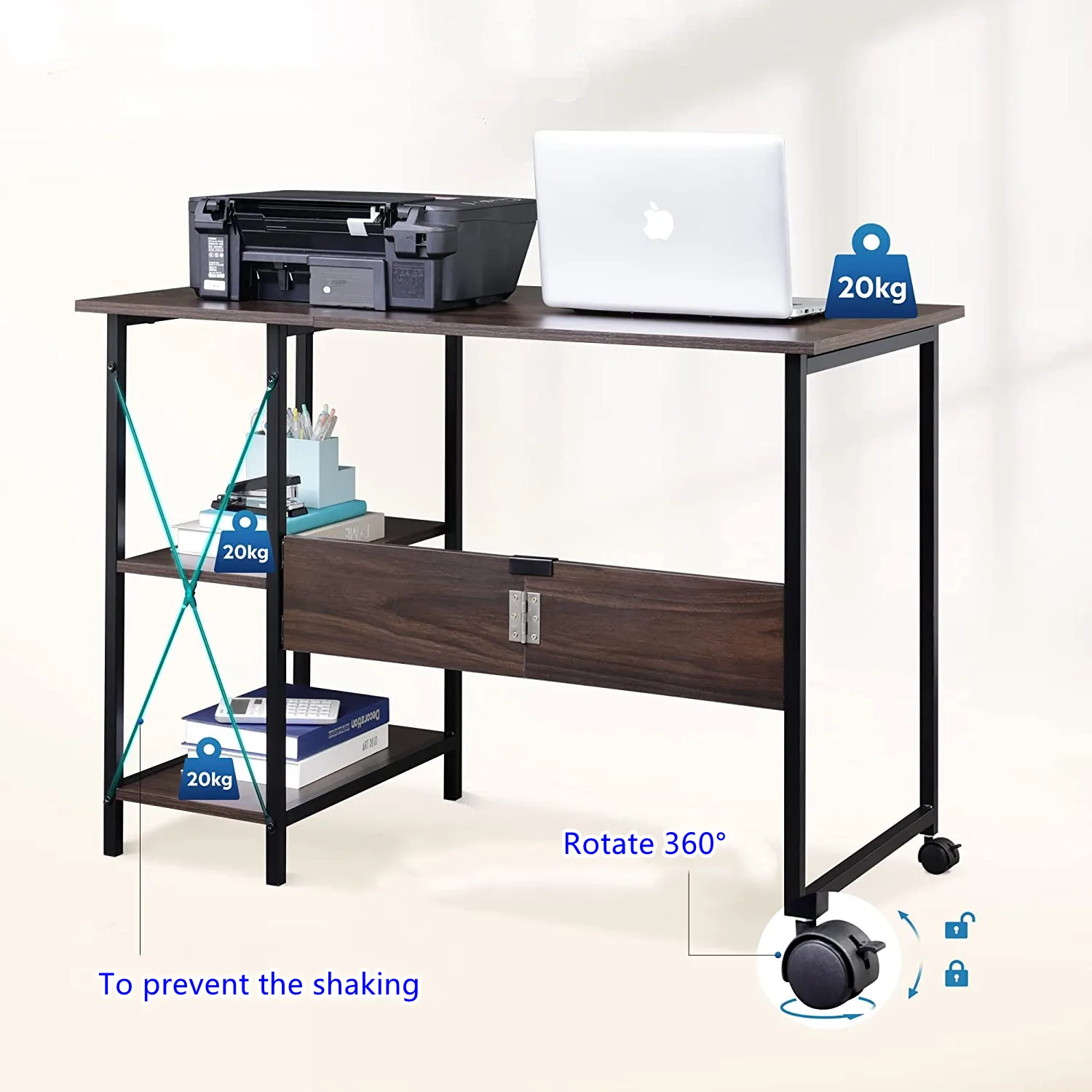 Betterhome Hot sale customized student folding portable study desk wooden metal frame for home
