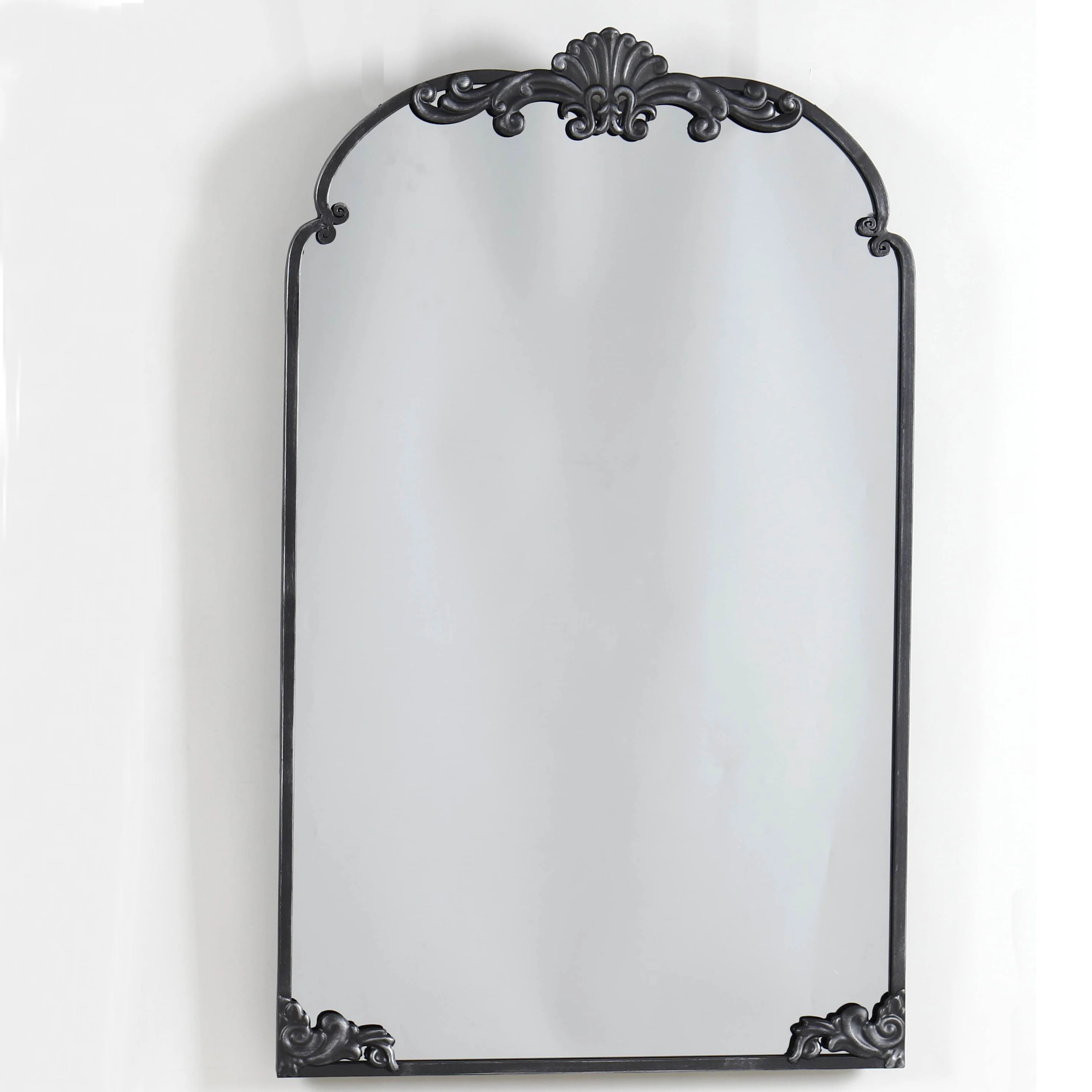 wall adhesive mirror household antique 39.25inch   black carve iron metal wall mirror 2023