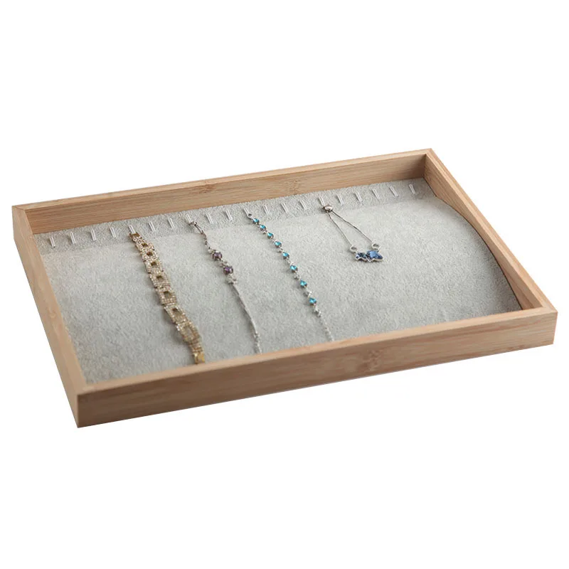 FY-48 Stackable Jewelry Organizer Trays 20 Hooks Necklace Chains Display Storage Trays Holder