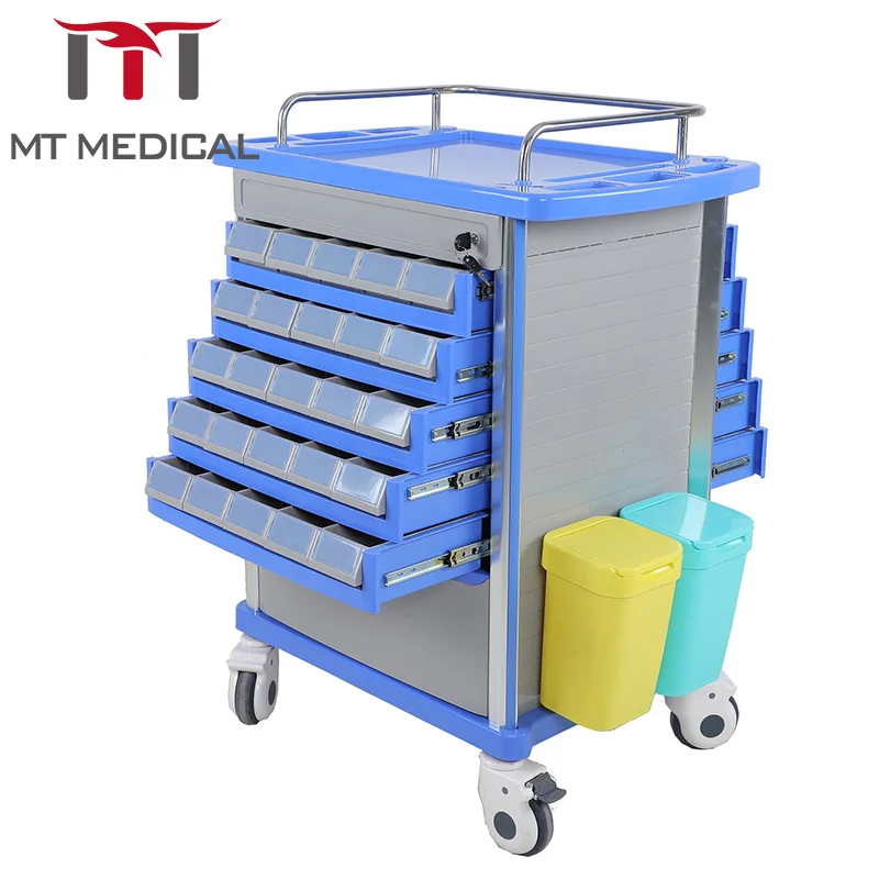 MT MEDICAL Double-sided Hospital furniture ABS Nursing Clinical Medicine Emergency Trolley