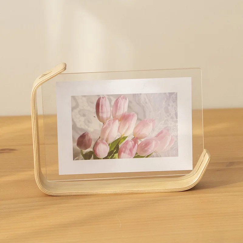 Clear Acrylic Border Modern Picture Frame with Back Stand Custom Lucite 4 X 6 Photo Frame with Border