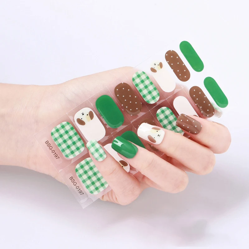 Gel Nail Polish Sticker Manufacture Non-toxic Long Lasting Glitter Luxury Semi Cured Gel Nail Strip Wraps