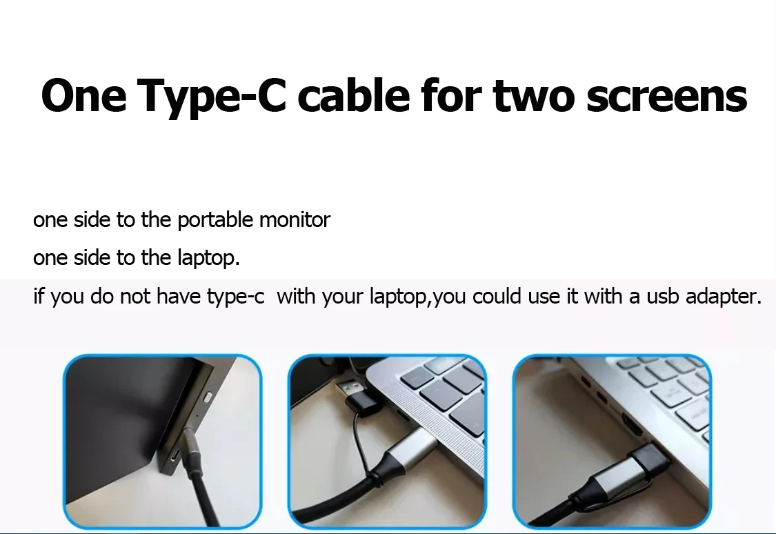 Factory 14 inch Triple Laptop Screen Extender Dual 15 inch FOPO 1080P LCD monitors portable Tri screen monitor for laptop