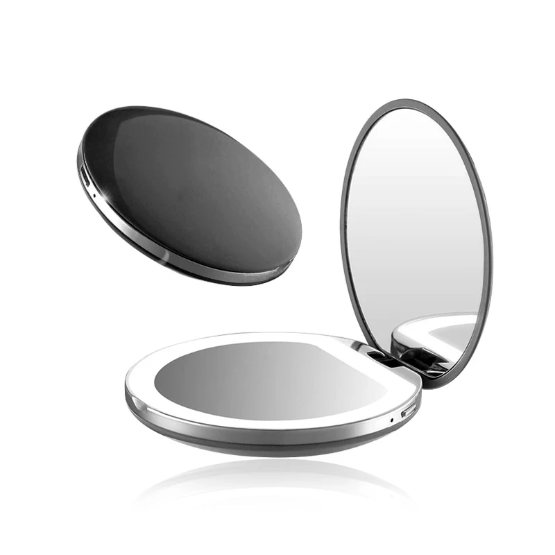 Folded Round Branded Cosmetic Mirror Rose Gold Metal Pocket Mirror personalized pocket mirror
