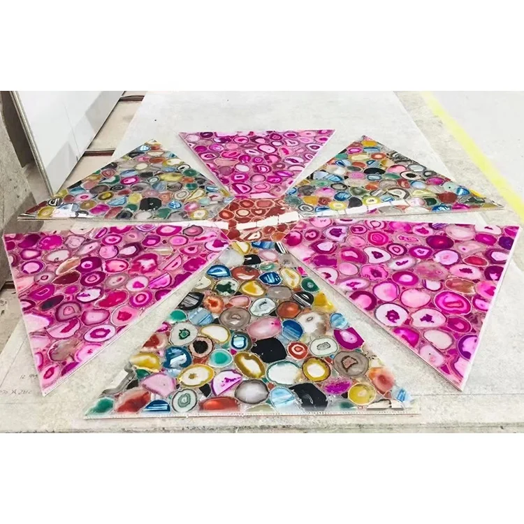 Luxury stone translucent backlit large polished colorful agate slab for countertop