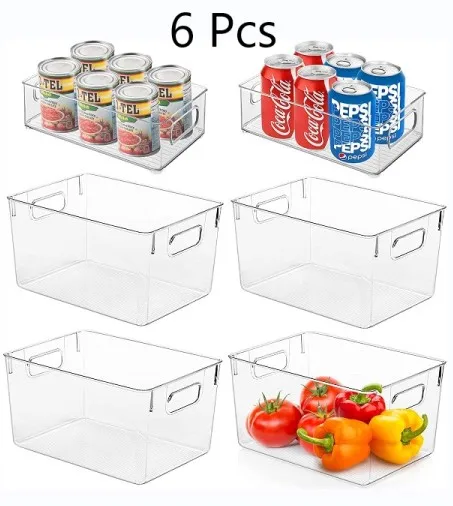 OWNSWING 2 Medium 4 Large Premium Transparent Fridge Organizer Food Storage Container Box and BIn for Food Clothes Cosmetic