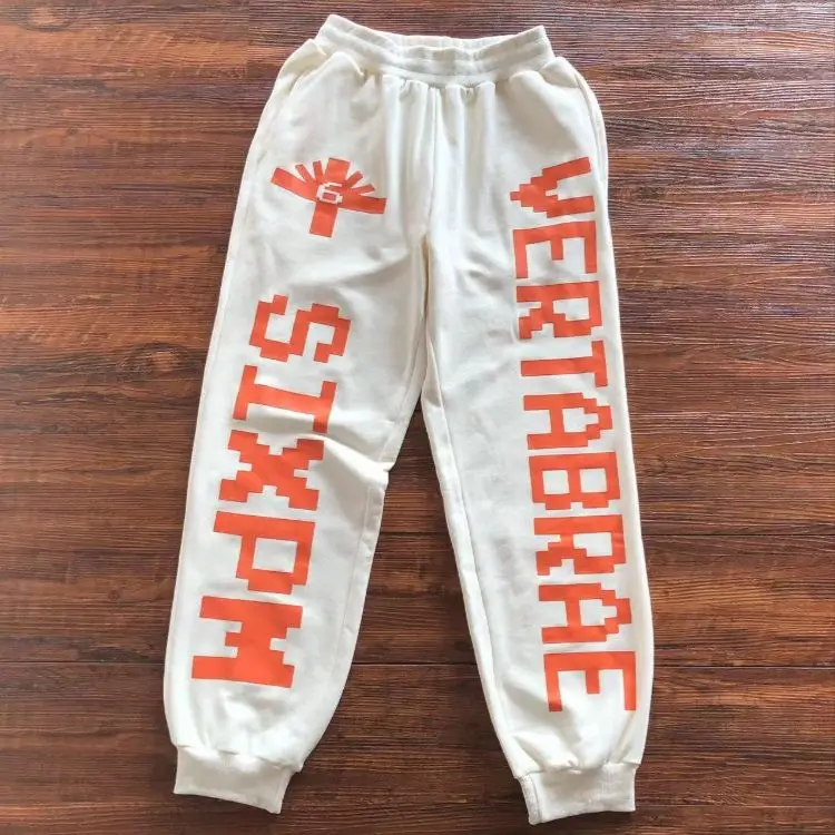 High Quality 100% Cotton French Terry Streetwear Casual Cargo Puff Print Joggers Sweatpants Custom Logo Trousers For Men