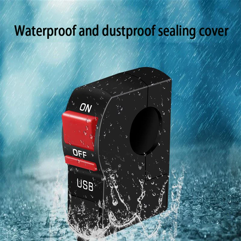 Водонепроницаемый переключатель на руль мотоцикла с кнопкой включения/выключения и зарядным устройством Usb