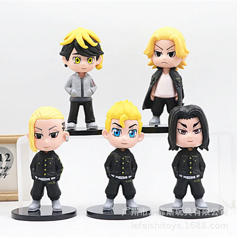 5PCS/SET 10CM Tokyo Revengers Mikey Q Ver PVC Anime Figure Doll Toy PVC
