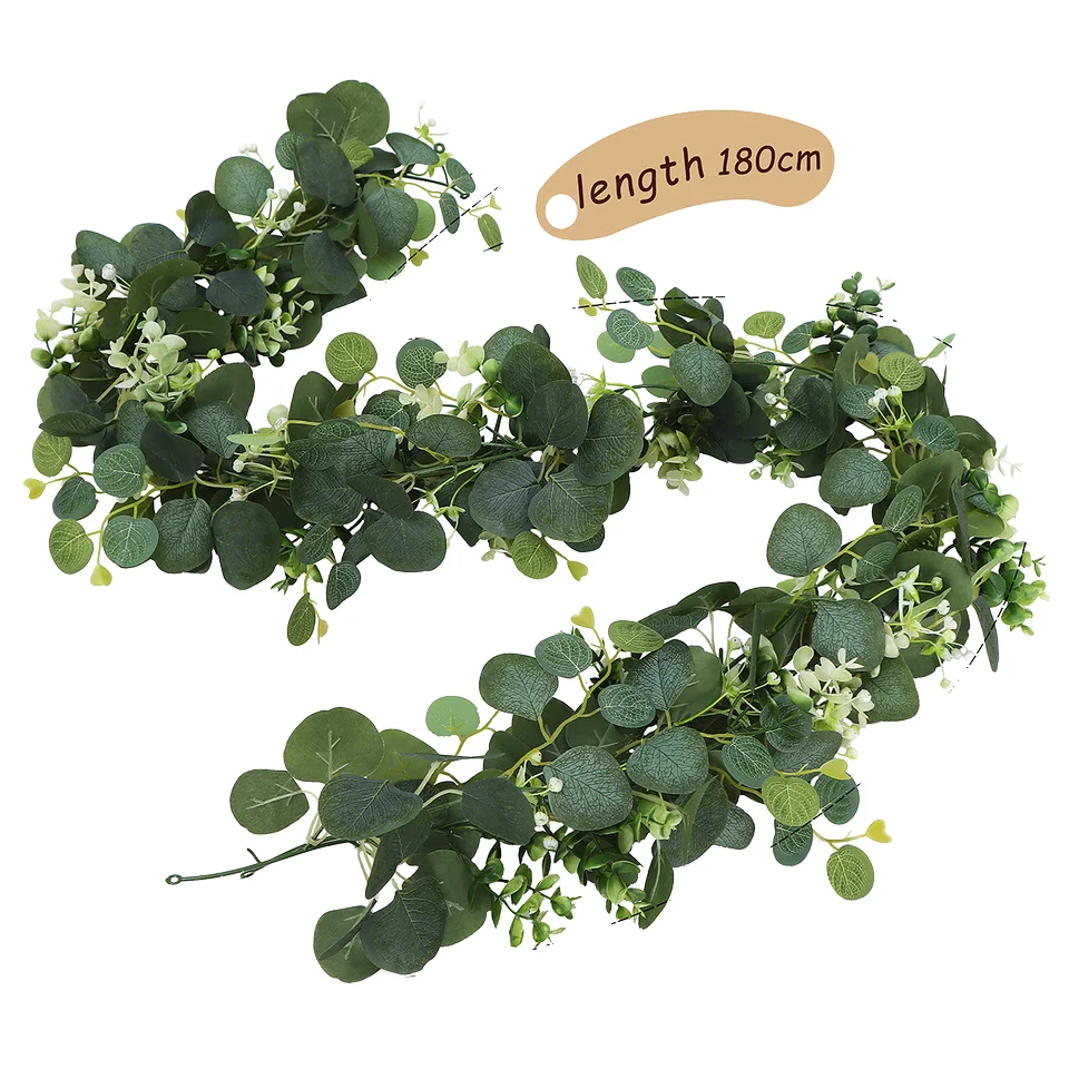 Greenery Garlands Artificial Eucalyptus Garland High Quality Faux Greenery Leaves Vines Wedding Arch New Year Wall Decoration