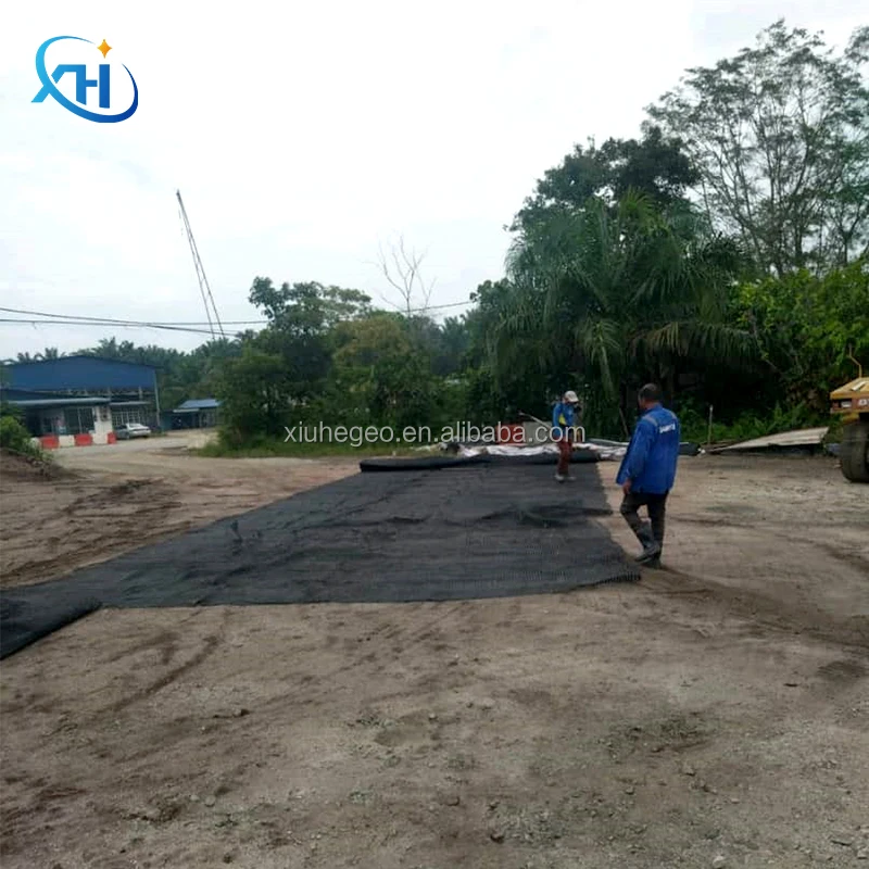 Geogrid Is Warp Knitted And Coated With PVC Reinforcement Of Subgrade  Geogrid High Strength Polyester Geogrid