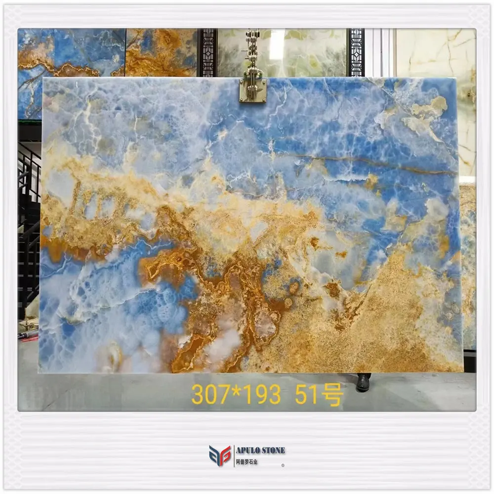 Apulo Hot sale Blue Onyx Marble Price Polished Slab Blue Onyx for Background Wall