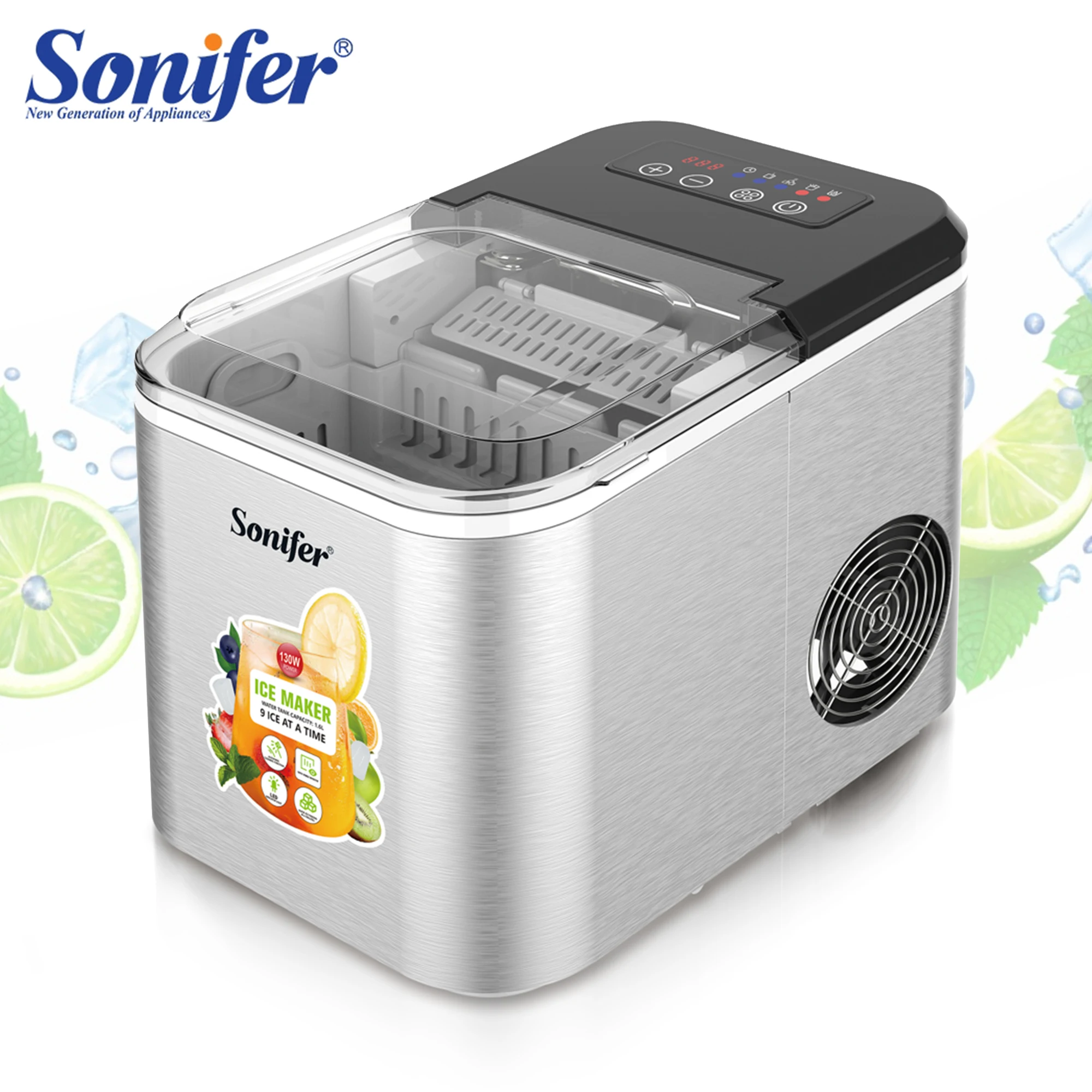 Sonifer SF-6525 Home Use High Efficiency Ice Maker Machine 1.6L Water Tank Small Automatic Electric Clear Mini Ice Maker