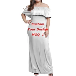 Wholesale Custom ladies dress Polynesian Tropical Tribal Printed Women Maxi Dresses Summer long sleeve dress