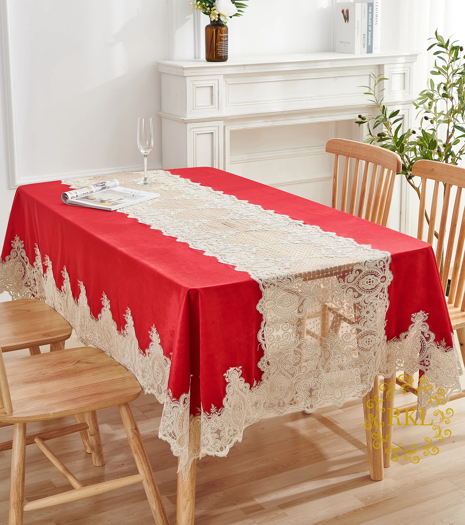 Luxurious Wedding table decor Lace center piece Velvet table cloth Wedding Table Cover