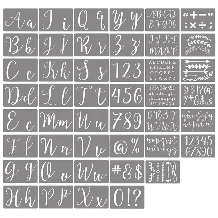 Letter Stencils for Painting on Wood 45 Pcs Large Alphabet Stencil Templates with Numbers and Signs