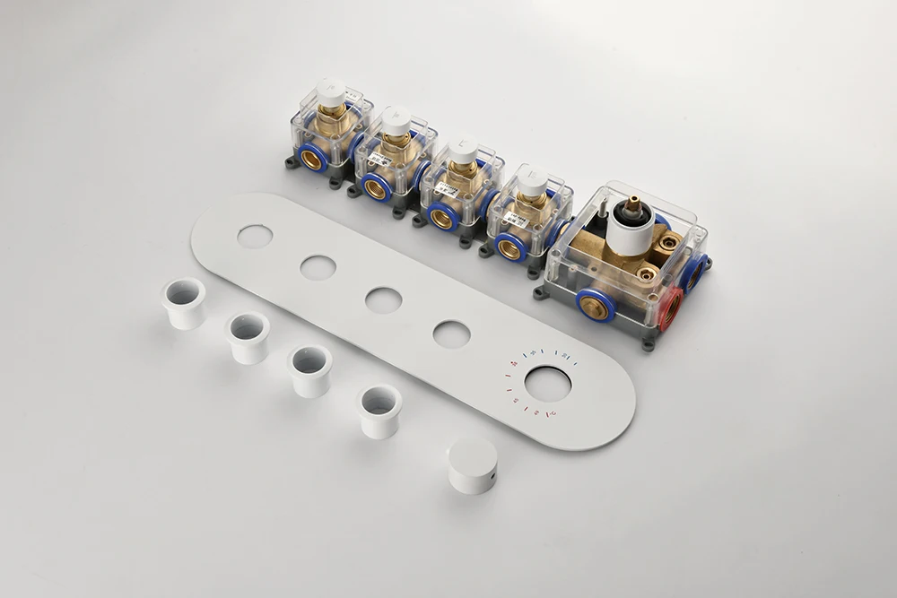 Shower accessories four function buttons hot and cold water thermostatic control switch brass chrome/black/white/goldvalve body