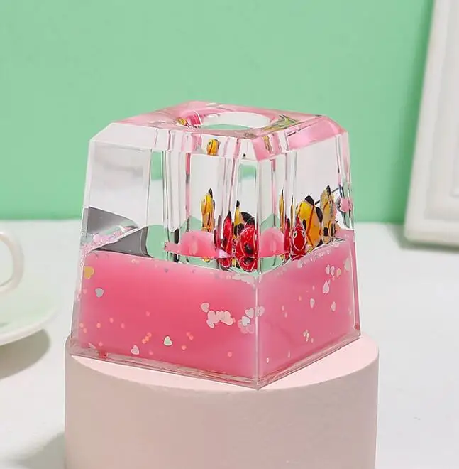 Square cartoon penholder jelly color emulsion hourglass office desktop penholder