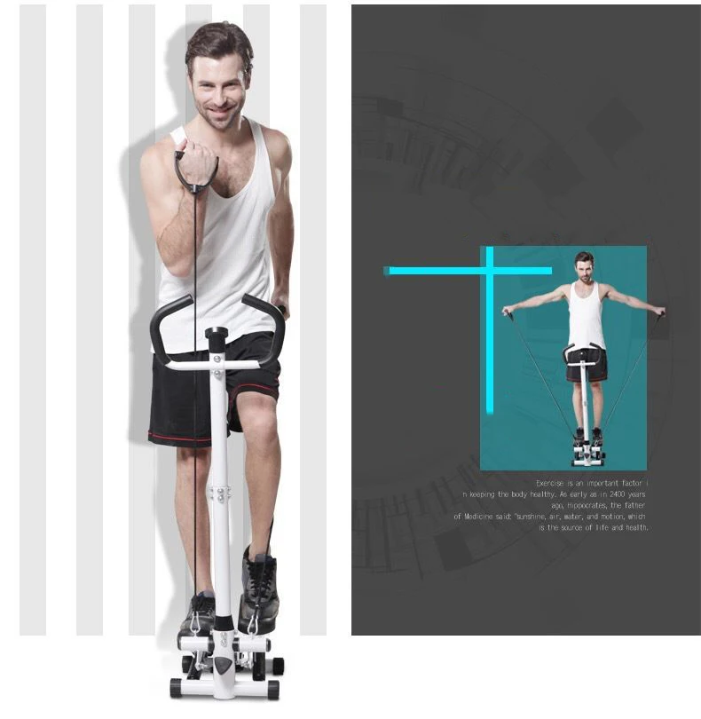 Home Use Handlebar Fitness equipment Foldable Stair Step Machine stepper with Resistance Bands and handle bar