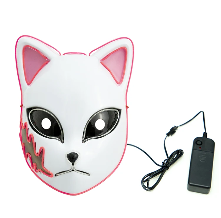 LED Japanese Anime Demon Slayer Cosplay Masks Halloween Party Costume Props