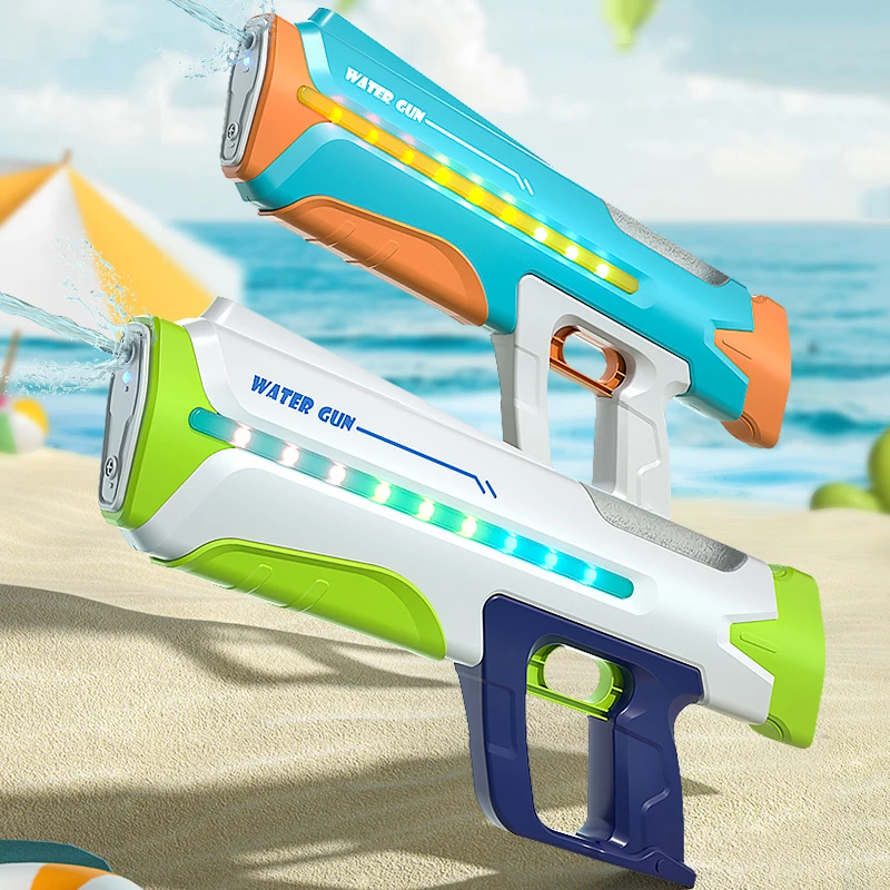 Electric 8-10M Water Gun With Cool Lights Automatic Shooting High Capacity Rechargeable Blaster Water Gun Toys