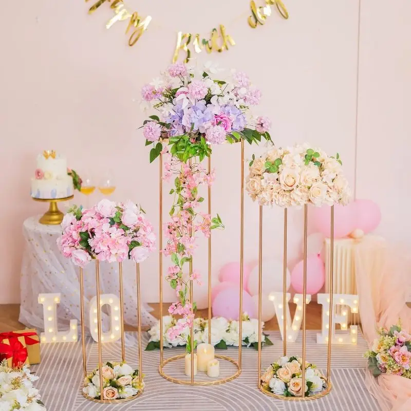 Gold Metal Flower Rack Wedding Flower Floor Vase Rack Wedding Road Guide Decoration Flower Stand