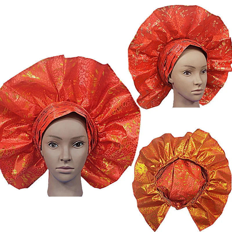 Unique Design Fashion Exaggerated African Turban Women Round Sego Already Made Headtie Turban