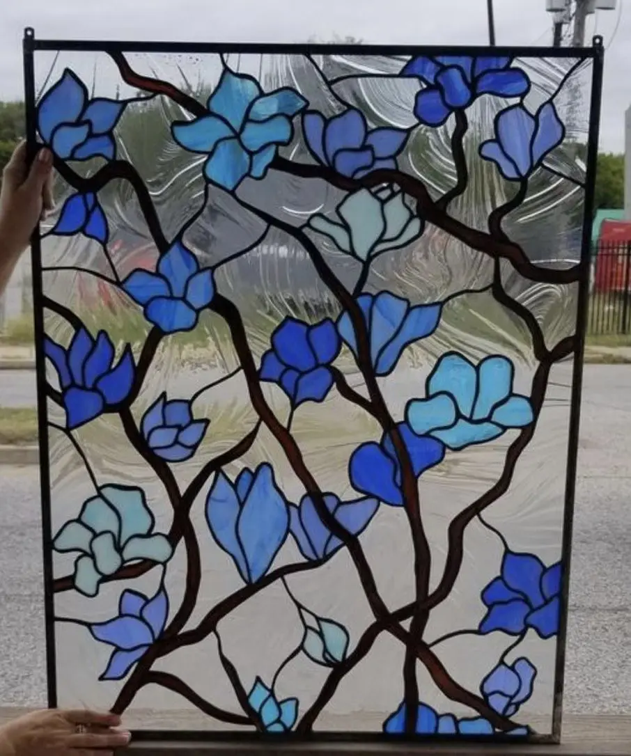CBMmart Stained Glass Decorative Glass Door n Window Handwork Customized Color And Shape Hanging Panel Beveled Glass Decorative