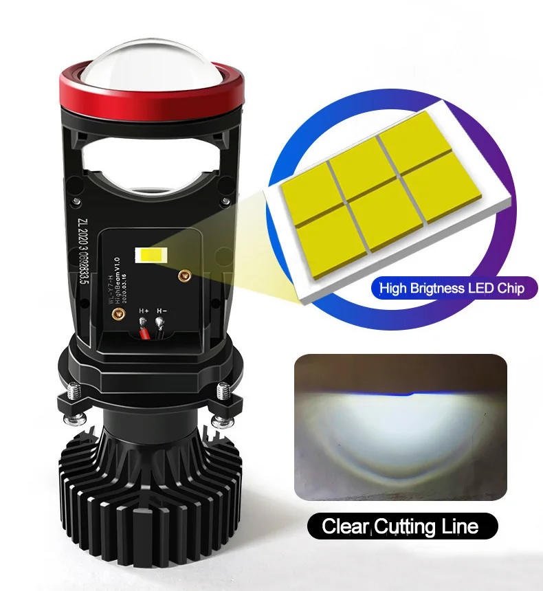 y7 led lens headlight high Low Beam Projector lens H4 motorcycle LED Headlight h4 lens led headlight