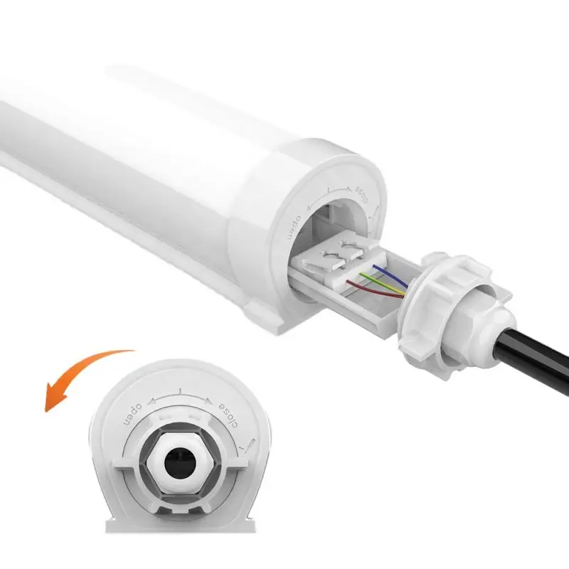 CE CB IP65 IK08 LED Tri-Proof Light Fixture Easy Wiring Linkable for Warehouses Vapor-Tight Application