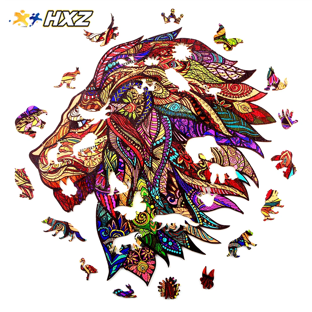 Animal unique shape Customized wooden 300 Pieces puzzle diy Game Jigsaw wooden Puzzle