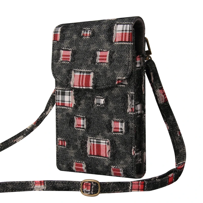 Новинка 2022, модная многофункциональная сумка для мобильного телефона, сумка из искусственной кожи с узором под крокодила, мини-сумка через плечо, джинсовый Кошелек для монет