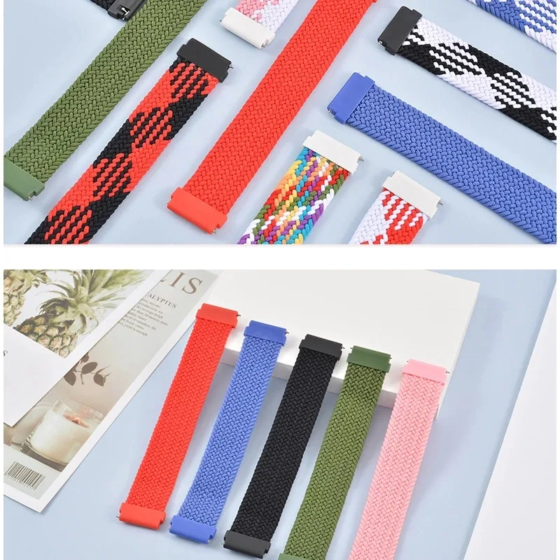 Braided Solo Loop band for Samsung Galaxy watch 4/classic/Active 2 Watchband 20mm 22mm Bracelet correa Amazfit GTS 2 mini strap