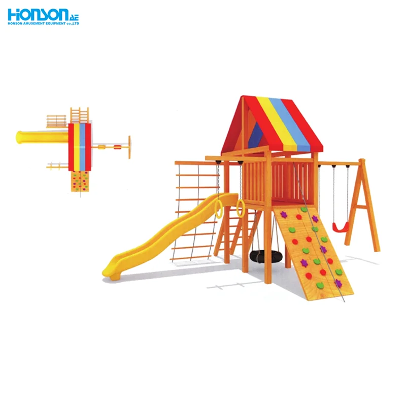 High quality Children Wooden Outdoor Playground Amusement Equipment kids outdoor playground for sale