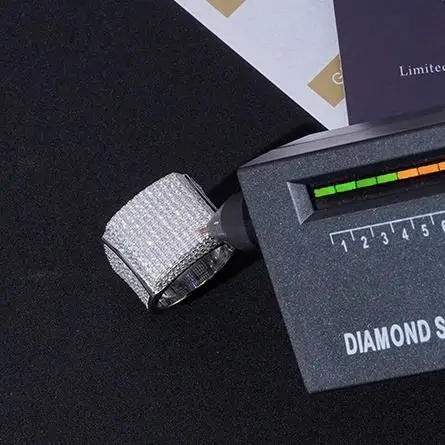 925 Sterling Silver Vvs Moissanite Diamond Hip Hop Ring Manufacturer Gold Men Custom Jewelry Iced Out Ring