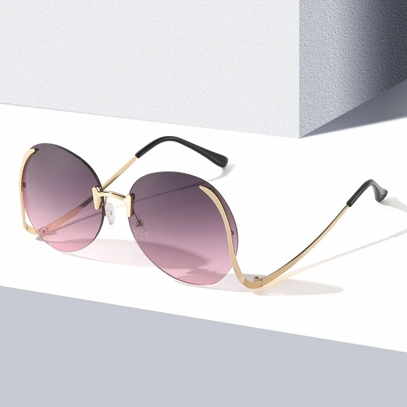 Китайские солнцезащитные очки высокого качества от поставщика модные с градиентными линзами стеклянные 2024 новые металлические без оправы