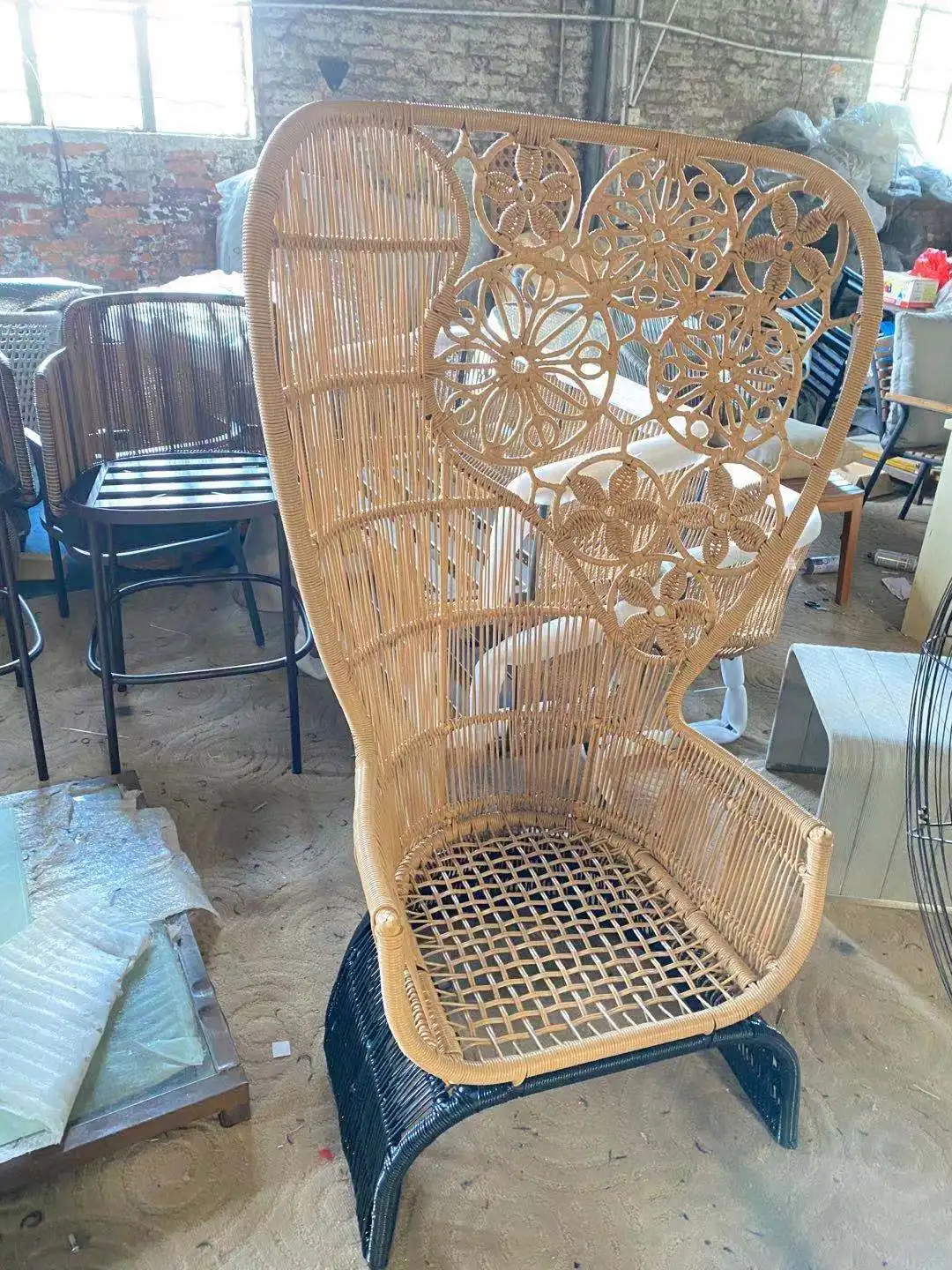 Outdoor Art Wicker Chair Peacock Chair Terrace Garden Wicker Chair Set Club House Villa Furniture sofa