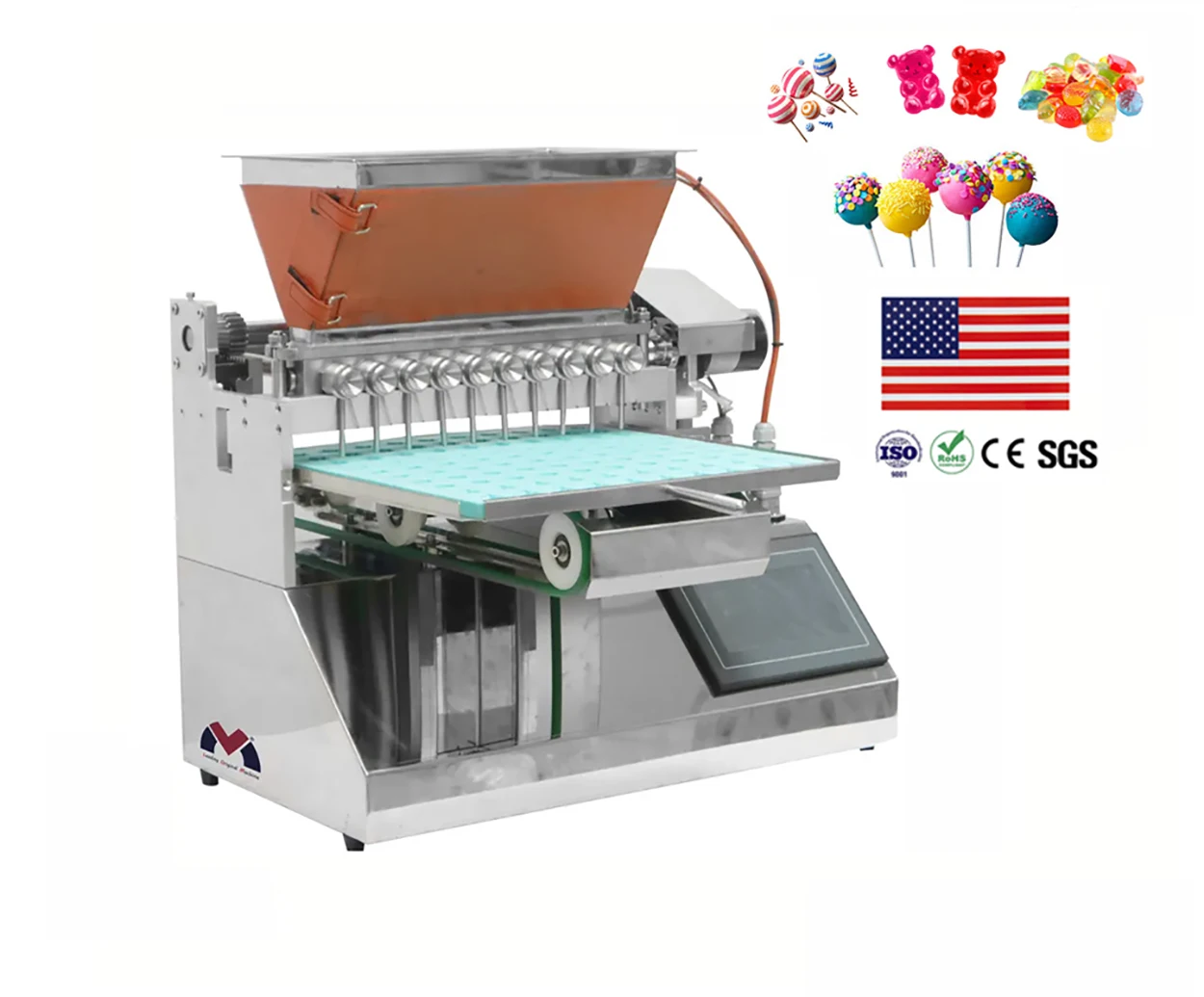 Automatic Gummy Filling Depositor Maker Ball Bear Soft Sugar Mint Jelly Lollipop Small Hard Gummy Bear Candy Making Machine
