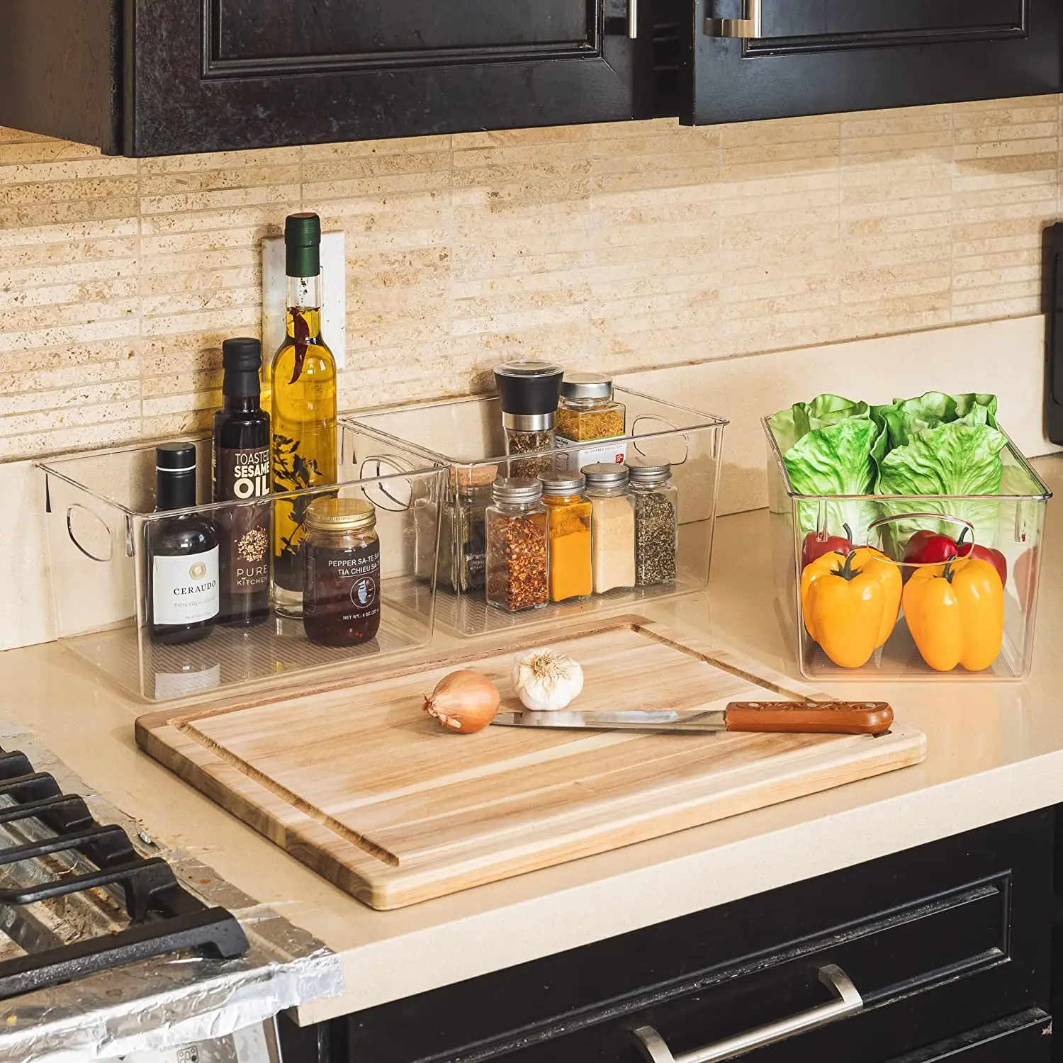 Factory custom PET large with handle for cabinet refrigerator bedroom bathroom fridge storage box