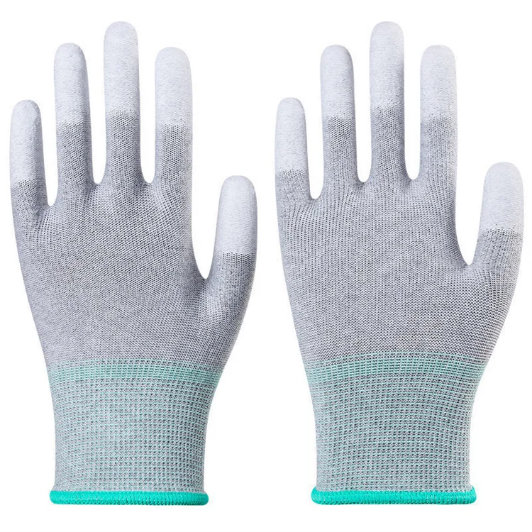 Top fit esd double spell gloves anti static dispensing white nylon pu anti-static coated hand gloves antistatic