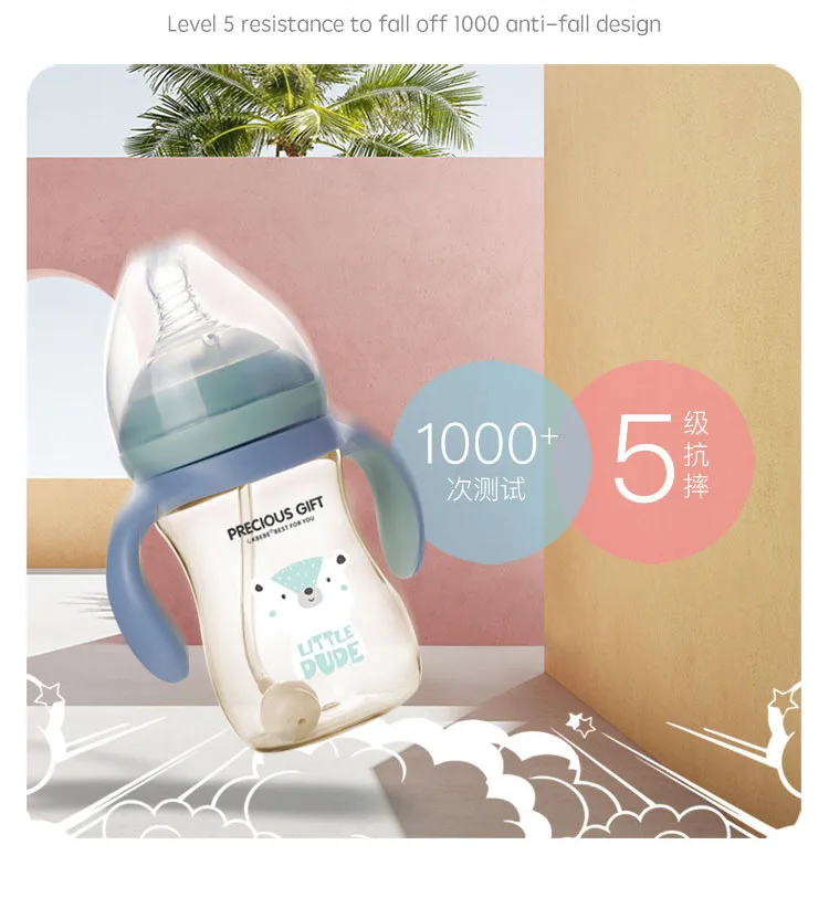 
Mamaderas para bebes Cute PPSU Baby Milk Bottle Wide Neck Self Feeding Bottles for Baby Bottles and Nipples 