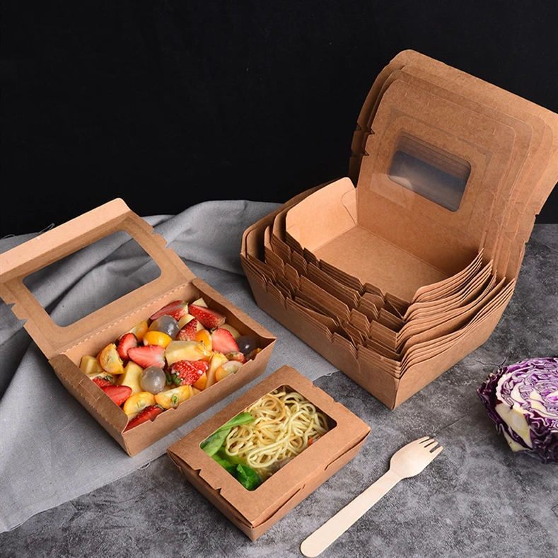 Single Cookies Food Kraft Paper Box with Clear Window Handmade Soap Boxes Presents Packaging for Bakery Cookies Candy Soap