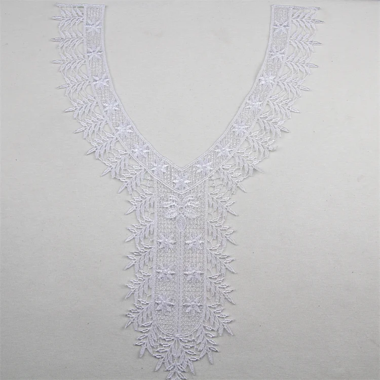 Water Soluble Colorful Polyester Garment Sewing Patch Hollowed Out False Applique Guipure Neck Lace Trimming Collar Embroidery
