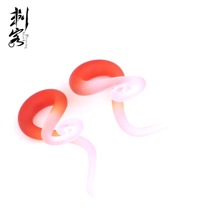 Red  Glass Spiral Twist Plugs Ear Expander
