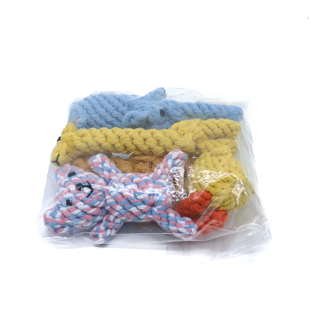 Popular Dog Chew Toys Giraffe Lion Duck Elephant Cotton Rope Eco Friendly Natural Dog Toy